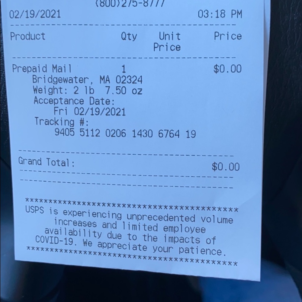 Shipping proof for @Zinnia1215